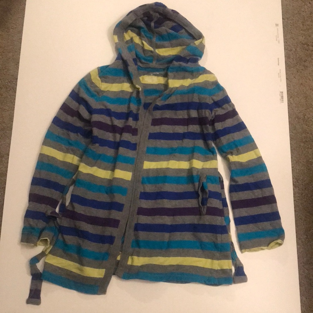 Grey/Cool Colors Striped Hoodie